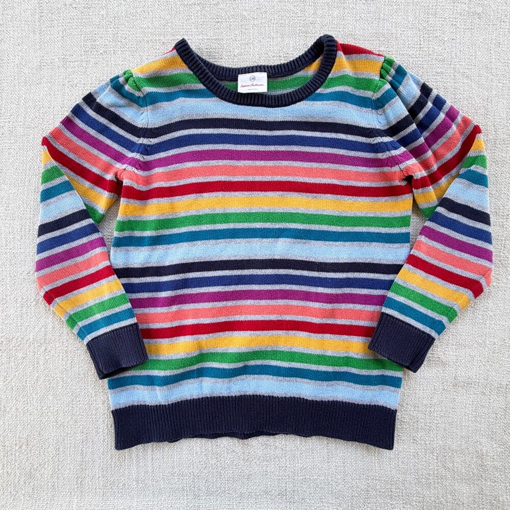 Hanna Andersson Rainbow Stripe Cotton Sweater VGUC 10